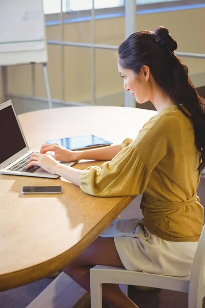 Business woman working alone