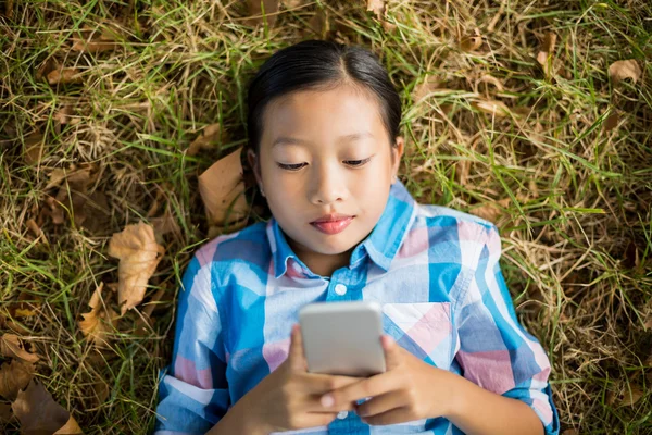 Girl on grass using phone