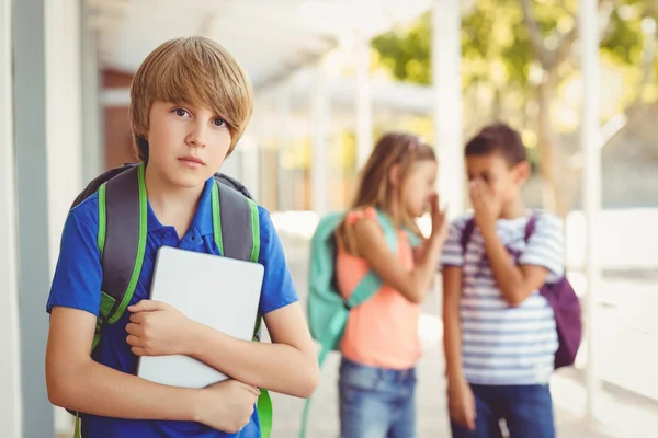 School friends bullying sad boy