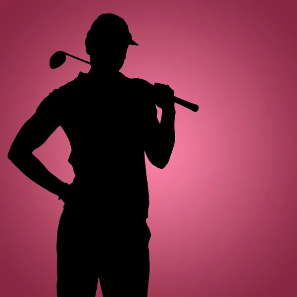 Woman silhouette playing golf