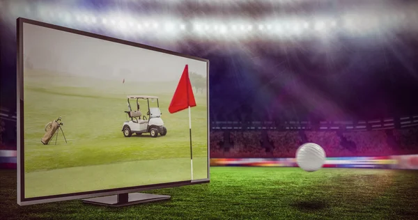 View of golf ball and tv