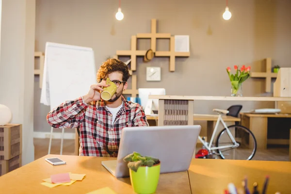 Portrait of graphic designer using laptop