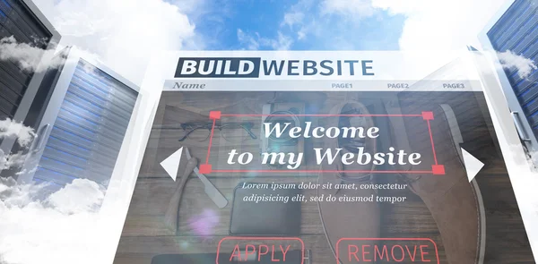 Composite image of build website interface