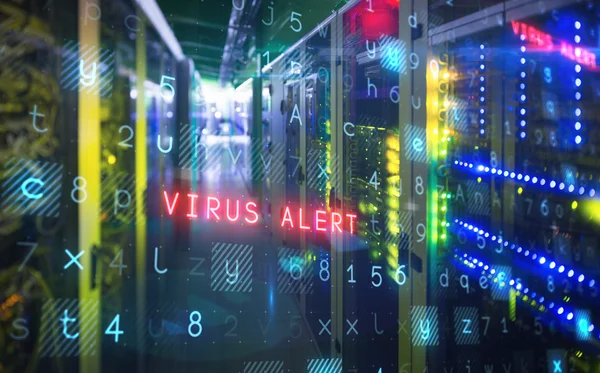 Virus background against data center