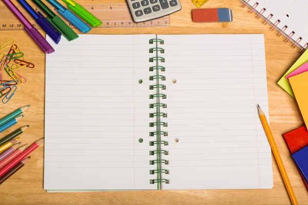 Overhead shot of pupils desk