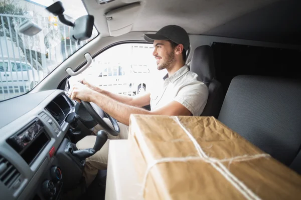 Delivery driver driving van