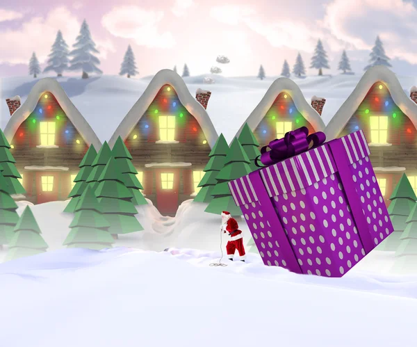 Santa delivering large gift