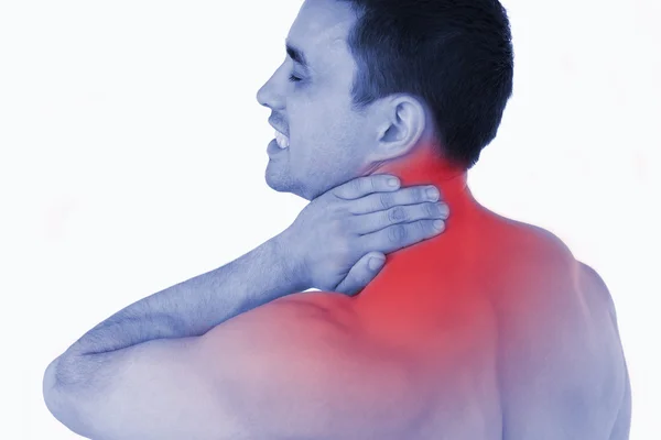 Young man suffering from neck pain