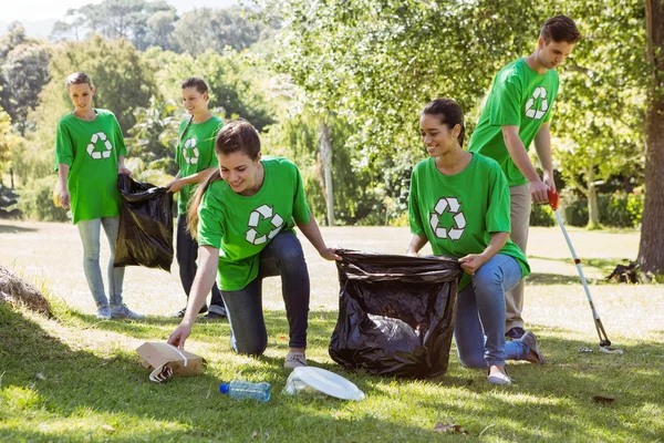 Environmental activists picking up trash