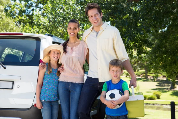 Family getting ready for road trip