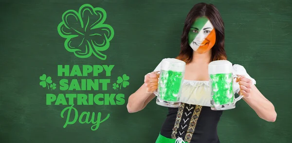 Composite image of irish girl with beer