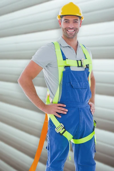 Builder in safety gear