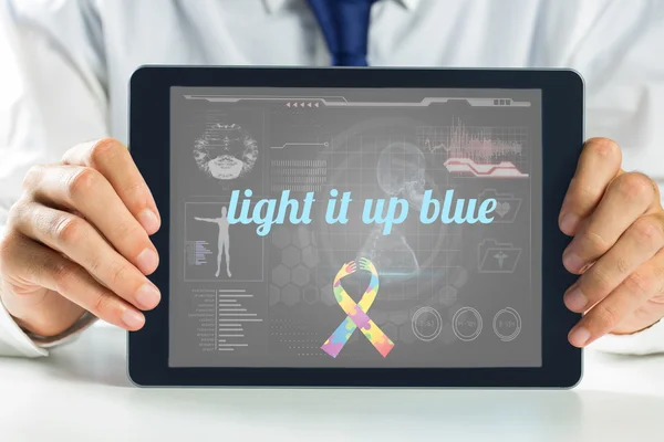 Light it up blue against medical biology interface in black