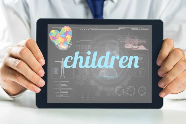 Children against medical biology interface in black