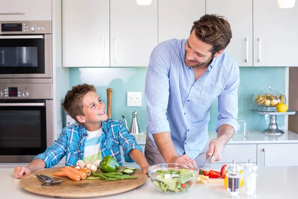 Happy family preparing lunch together