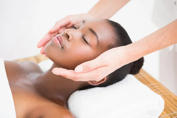 Woman enjoying head massage