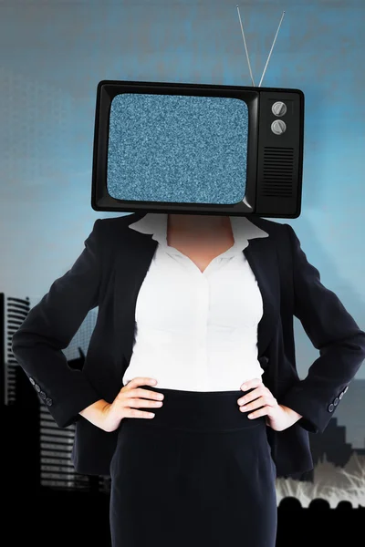 Businesswoman with tv instead head