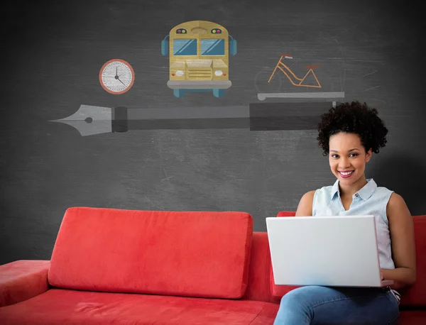 Female college student using laptop