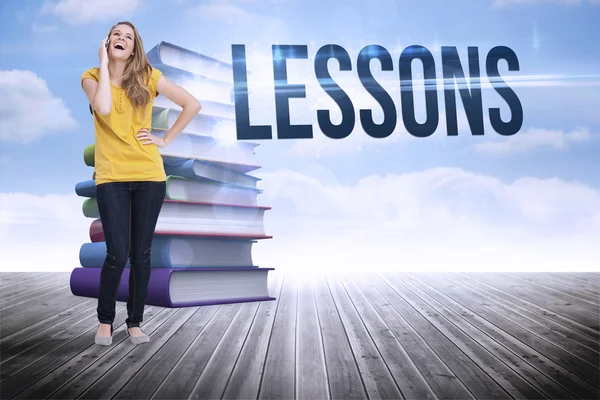 Word lessons and beautiful blonde woman
