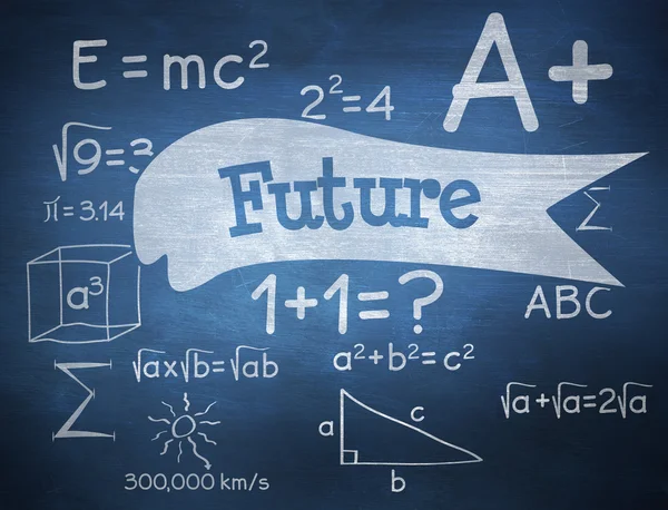 Future against blue chalkboard