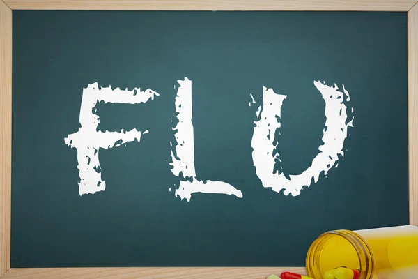 The word flu and chalkboard