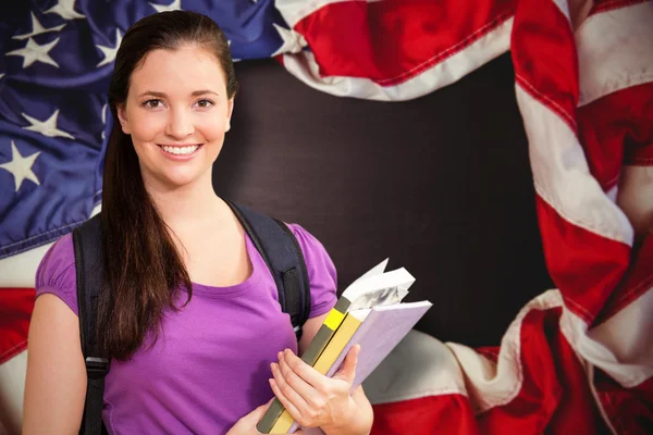 Student against american flag