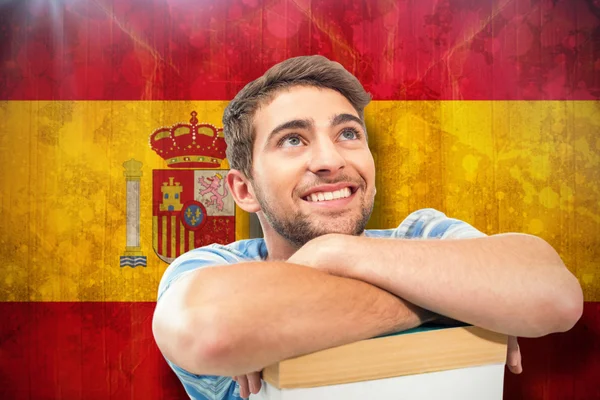 Students studying against spain flag