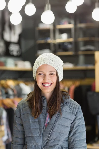 Smiling brunette in winter clothes