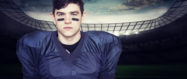 American football player looking at the camera