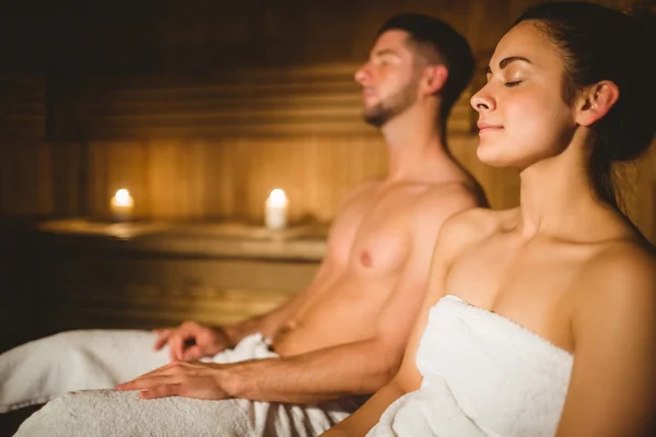 Couple enjoying the sauna together