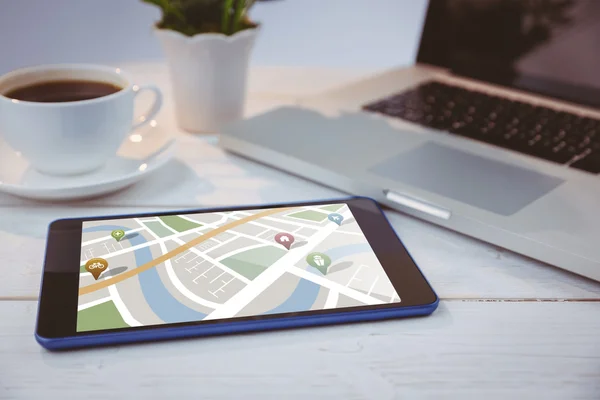 Map app against tablet