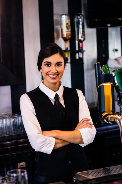 Waitress behind the counter