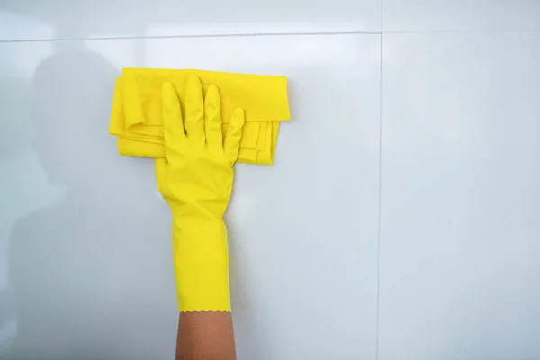 Woman cleaning up house