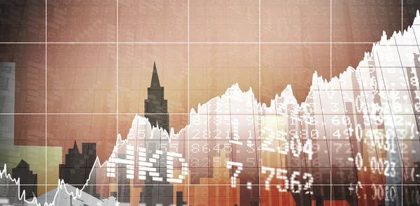 Stocks and shares against cityscape