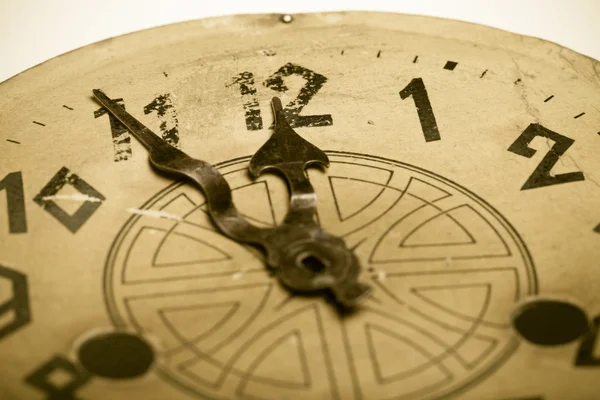 Clock face of the old clock. Selective focus. Shallow depth of f