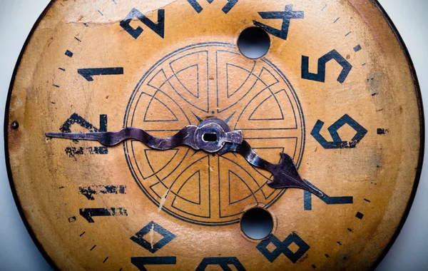 Clock face of the old clock. Toned