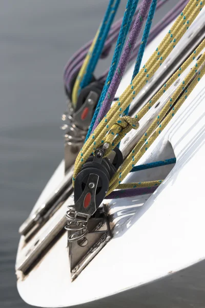 Rigging on a yacht. Shallow depth of field