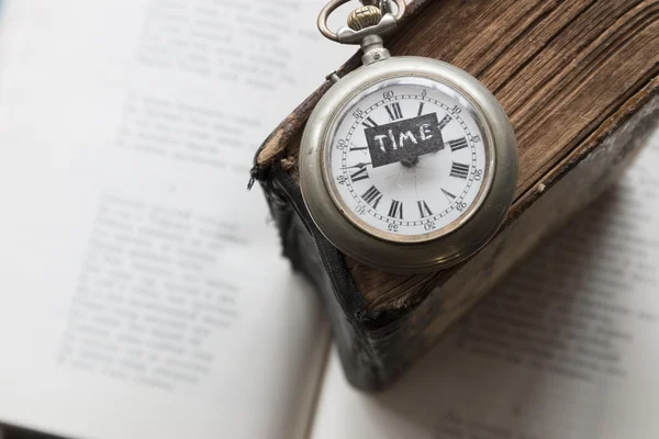 Time text and vintage watch