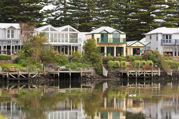 Beautiful waterfront houses along the Moyne River in Port Fairy, Australia