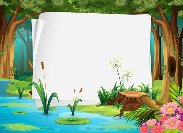 Paper design with pond in forest