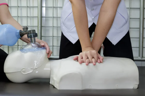 CPR Training,Doctor and nurse resuscitated dummy.