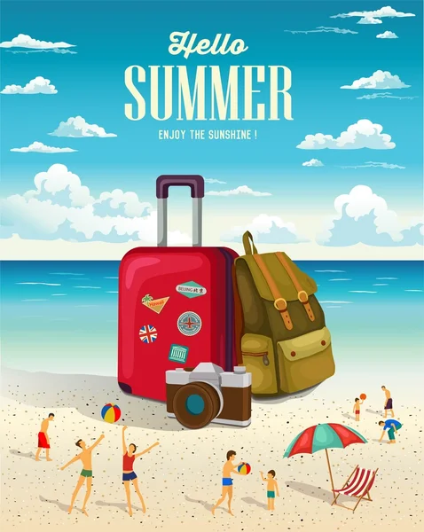 Summer beach holiday vector background. Vacation and Travel concept.
