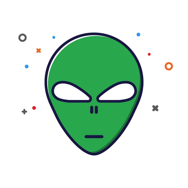 Green cartoon aliens head isolated. Vector illustration.