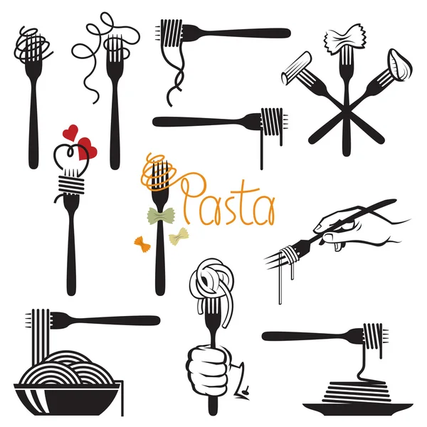 Set of pasta elements