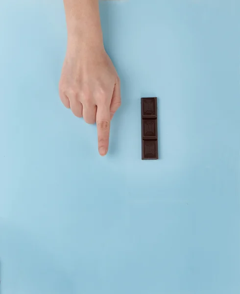 Finger and chocolate