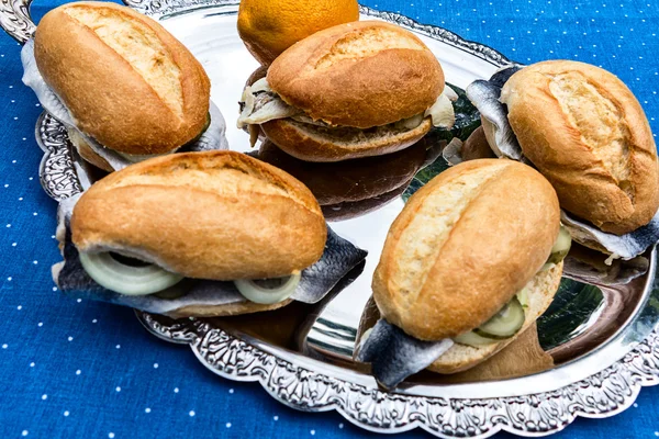 German Finger Food- bread rolls with herring