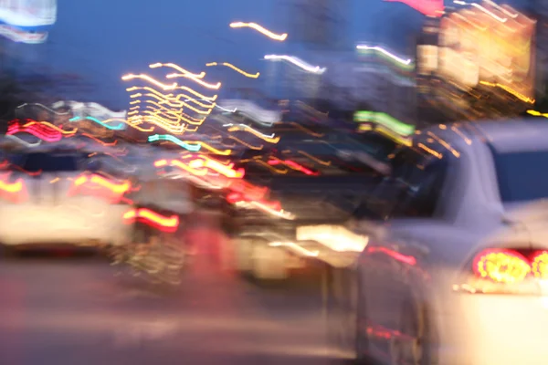 Blurred of car in city at night