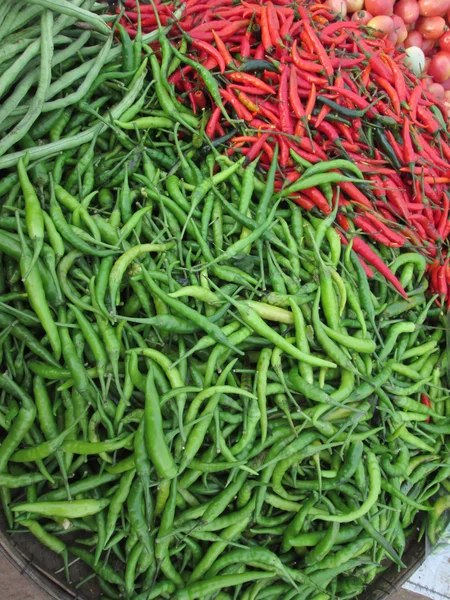 Red and green chili peppers