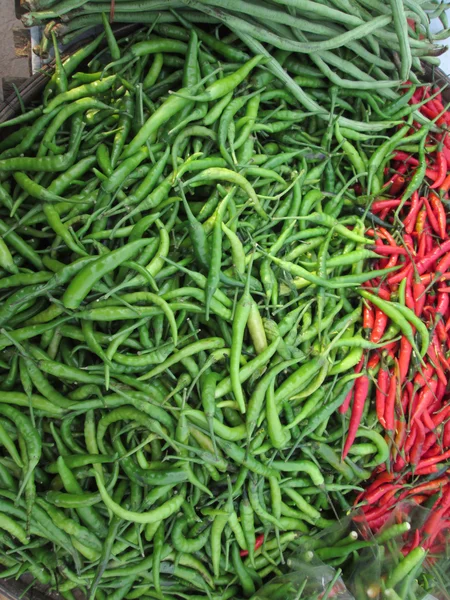 Red and green chili peppers