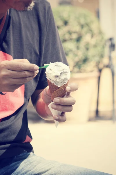 Eating ice cream cone